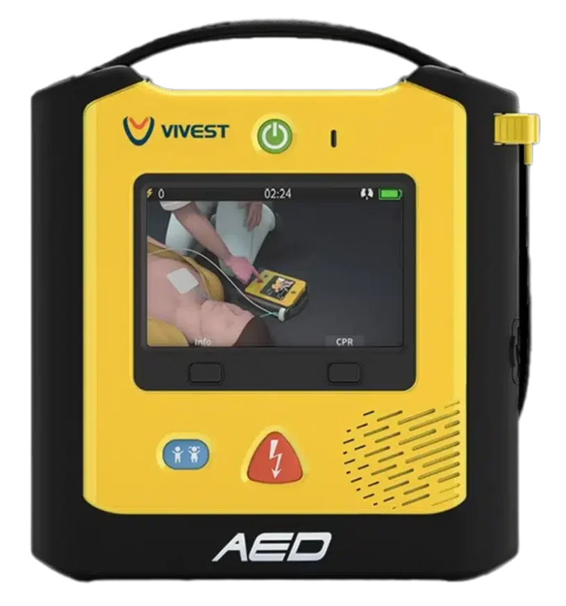 ViVest A3 AED met beeldscherm en taalknop